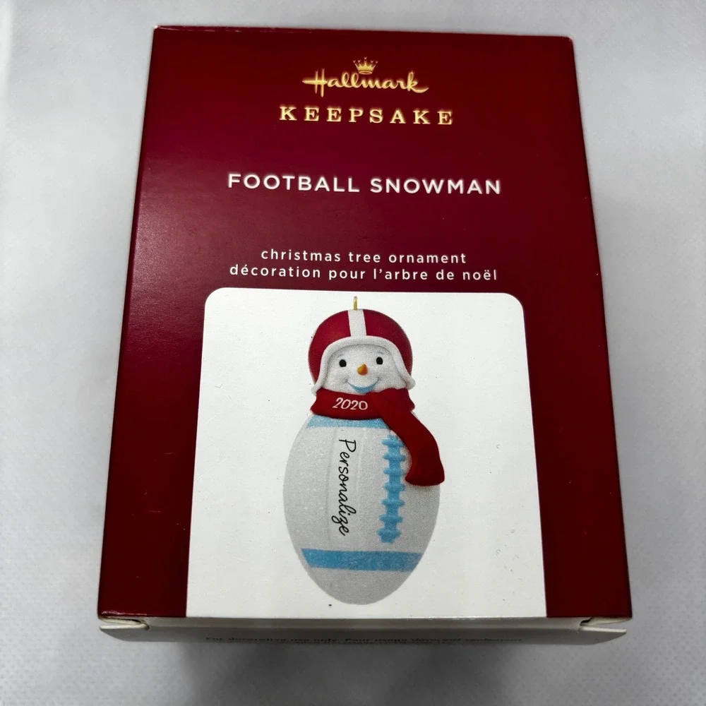 Hallmark Football Snowman Ornament Red 2020 Dated Personalizable